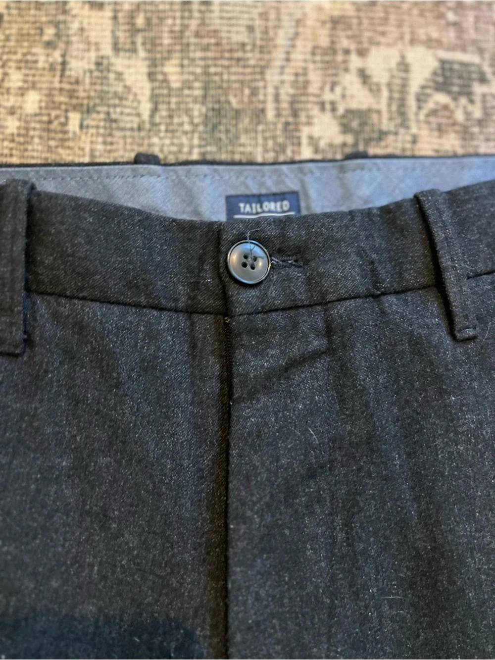 Gap Khakis Tailored Straight Fit Italian Wool Dress Pants Charcoal Grey 32x32